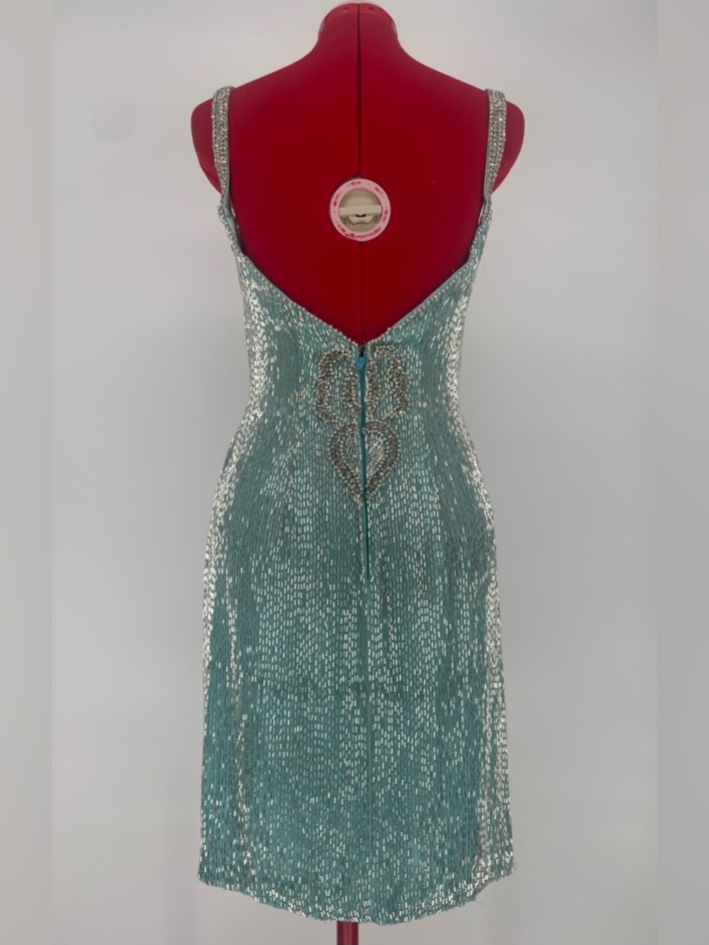 Temptations Sherri Hill Aqua Blue Heavily Beaded Mini Cocktail / Pageant Dress - Picture 9 of 17